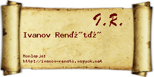 Ivanov Renátó névjegykártya