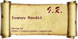 Ivanov Renátó névjegykártya